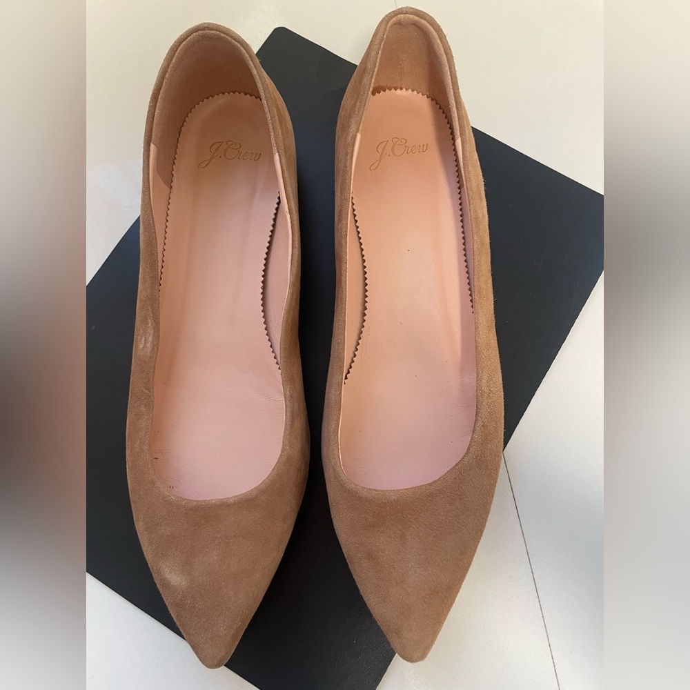 J. Crew Tan Suede Pointed Flats